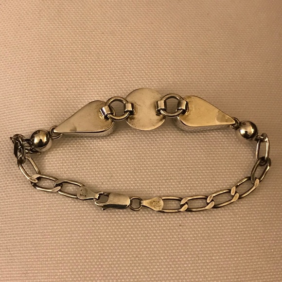 Italy Sterling Silver Resin Flower Link Bracelet - Picture 3 of 8